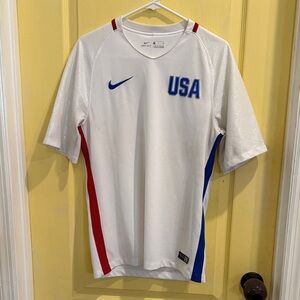 Nike White USA Soccer Jersey with Red & Blue Accents